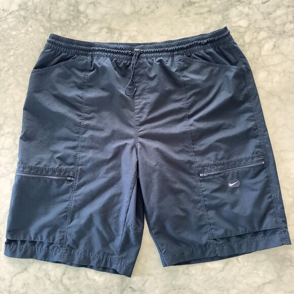 Nike Shorts Mens XXL Navy Blue Mesh Lined Swim Trunks Zip Pockets - Picture 5 of 12